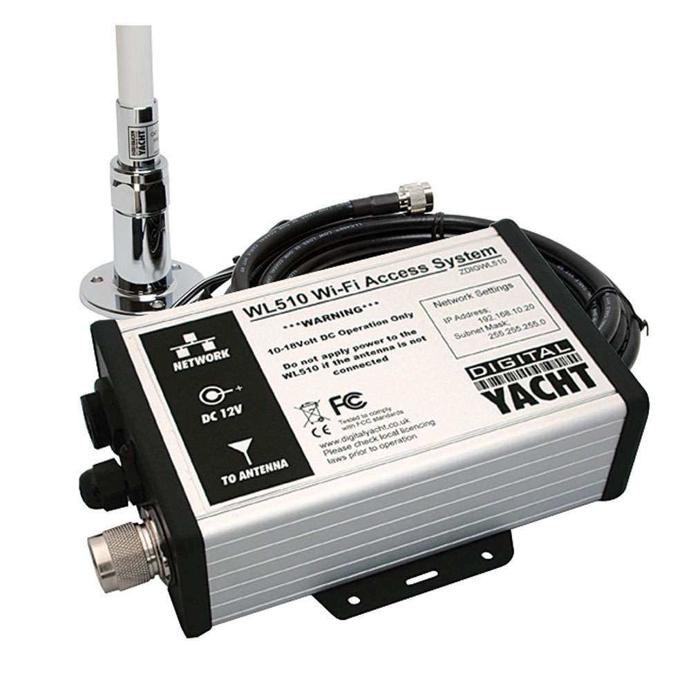 The WL510 is a hi power marine Wifi booster with ranges of 4-6NM